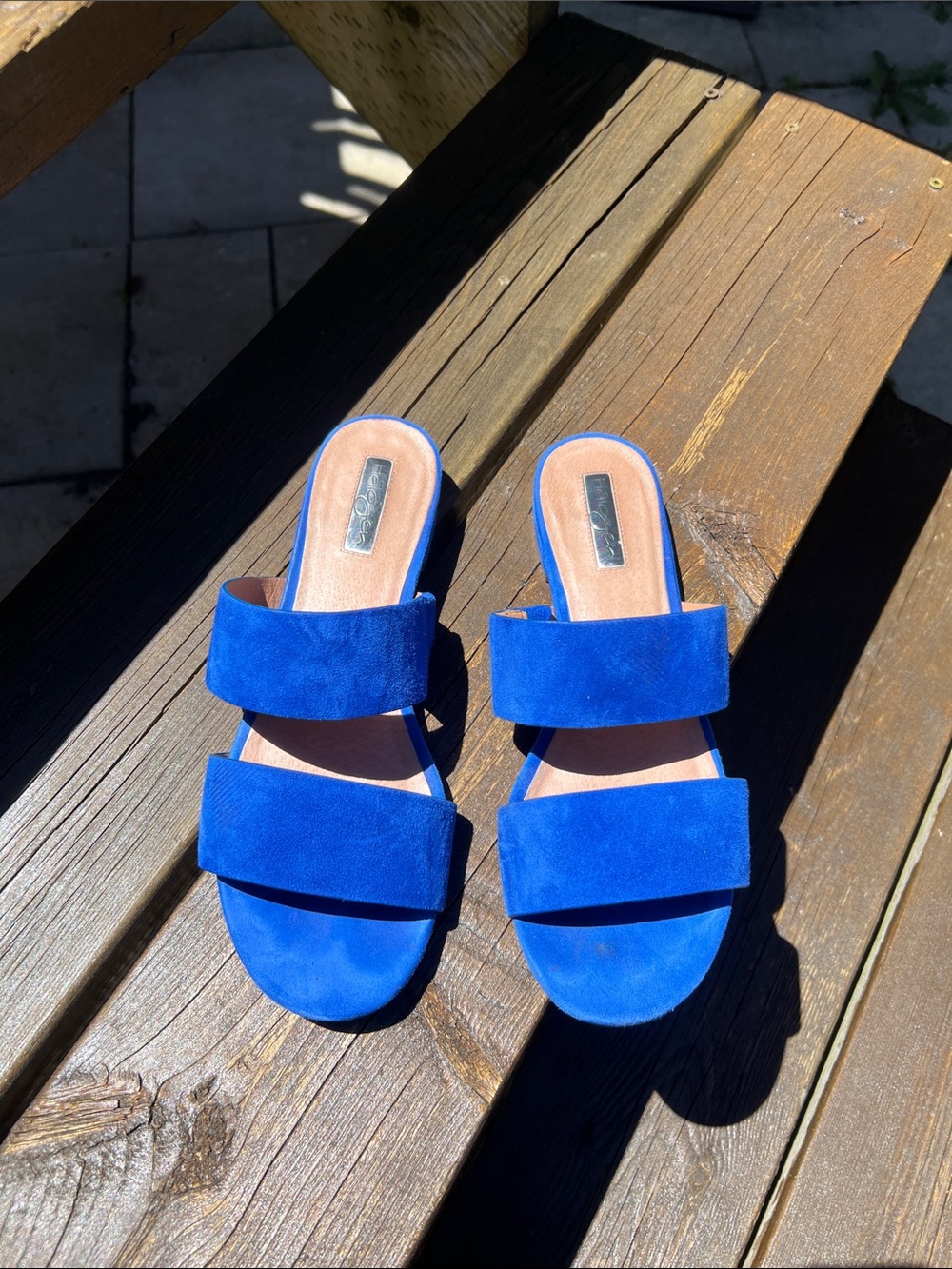 Halogen Cobalt Blue Double-Strap Slide Sandals